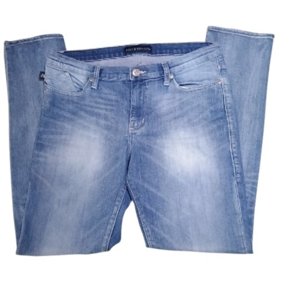 Mid-Rise Jeans Skinny Slim Legs Pants Embellished Pockets Sz 14
